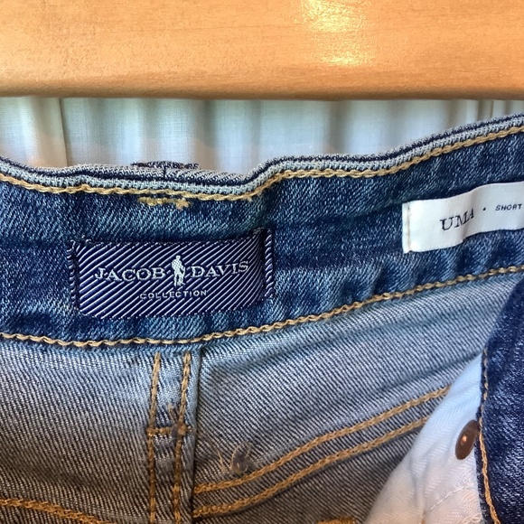 Jacob Davis Collection Uma Blue Denim Jean Shorts Cuffed Bottom Size 29 - Picture 5 of 7